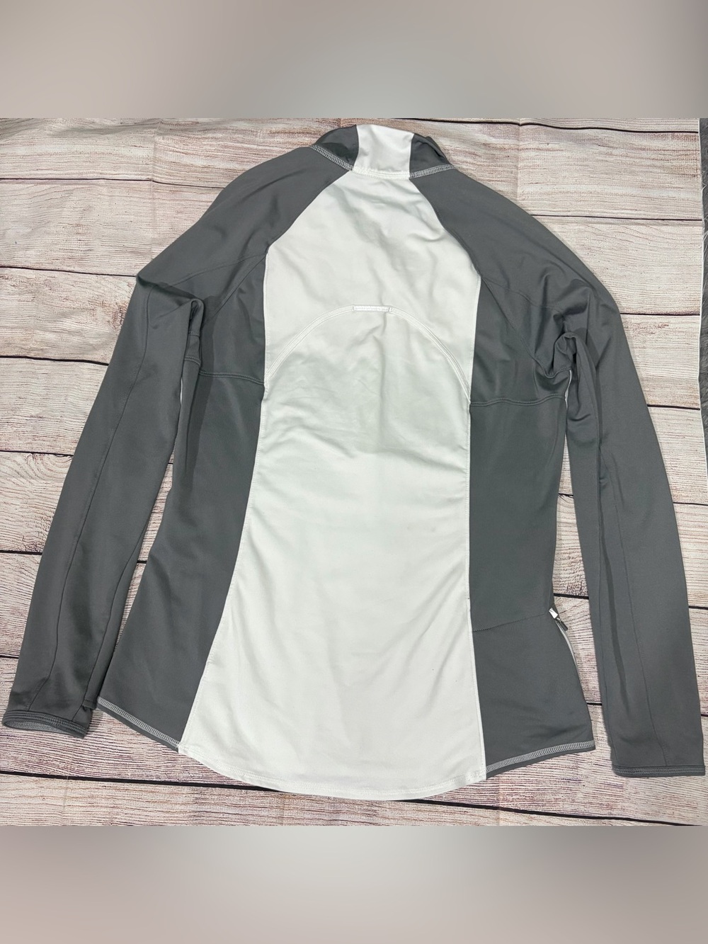 Athleta White and Charcoal Performance Half-Zip Pullover - Picture 2 of 5